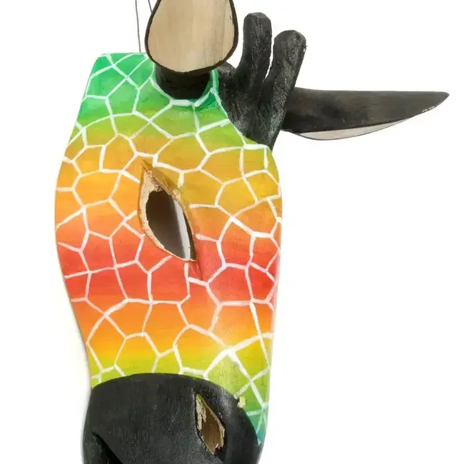 Hand Painted Jacaranda Giraffe Mask