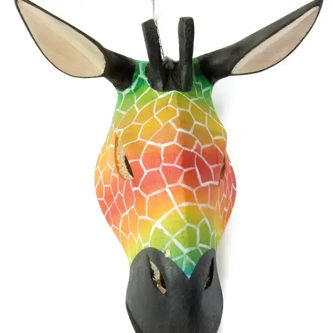 Hand Painted Jacaranda Giraffe Mask