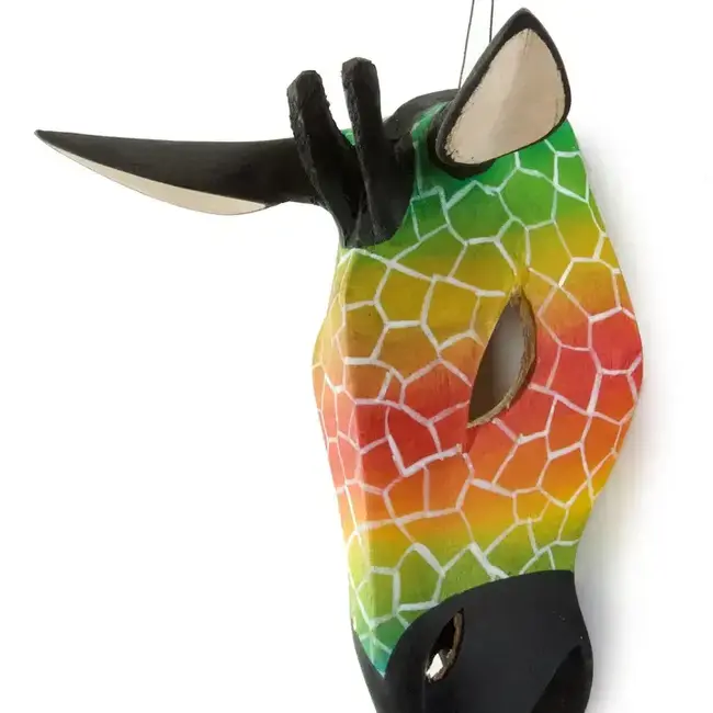 Hand Painted Jacaranda Giraffe Mask