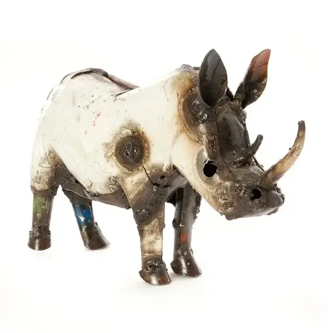 Recycled Oil Drum Rhino Sculpture