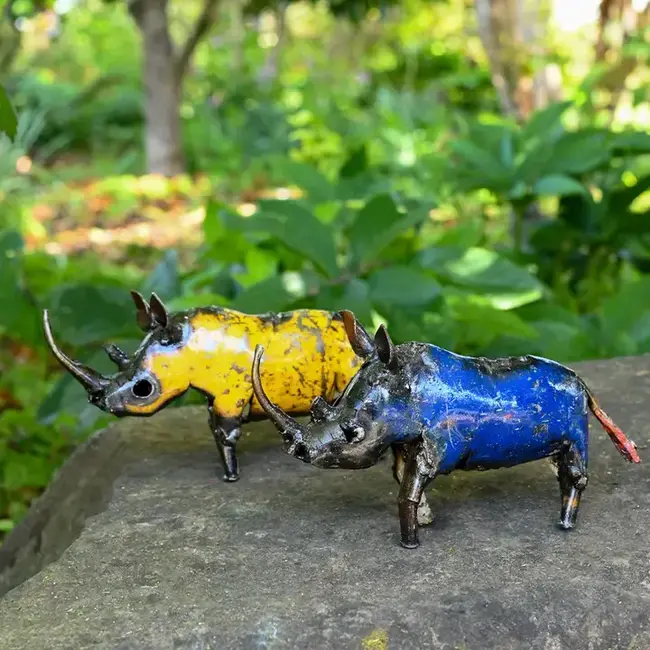 Recycled Oil Drum Rhino Sculpture