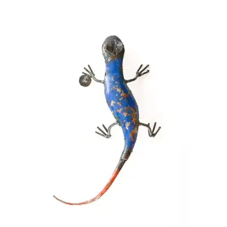 Zimbabwe Blue Salamander Recycled Metal Sculpture