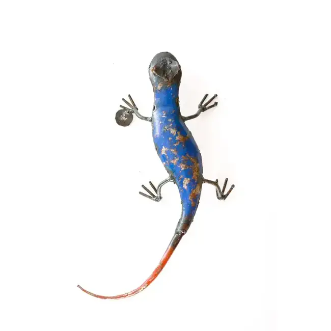 Blue Salamander Recycled Metal Sculpture