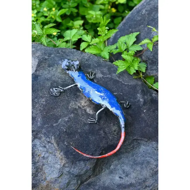 Blue Salamander Recycled Metal Sculpture