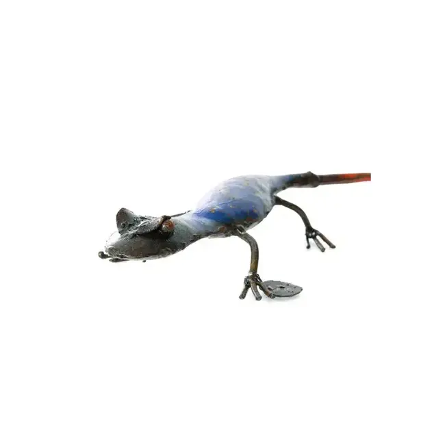 Blue Salamander Recycled Metal Sculpture