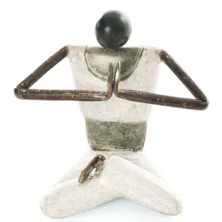 Kenya Stone and Metal Yogi Sculpture with Peaceful Hands