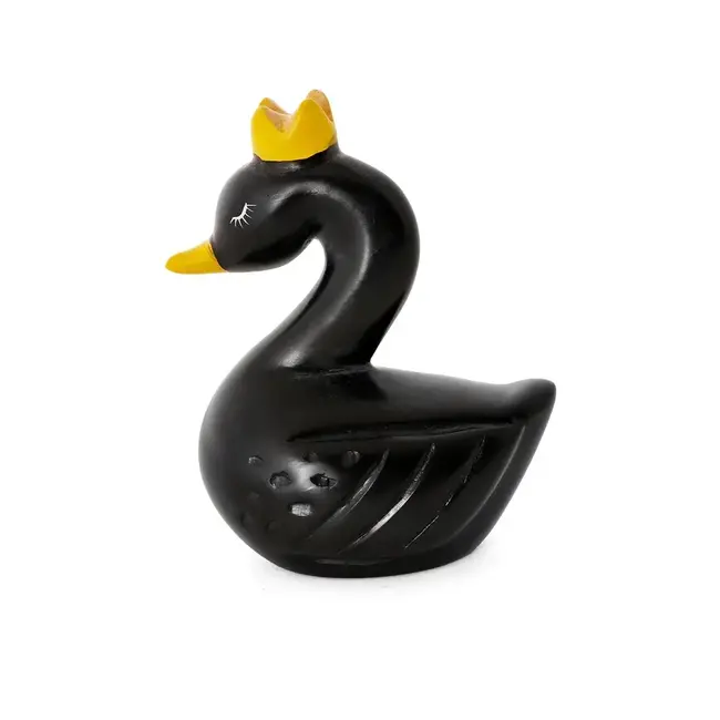 Regal Black Swan Soapstone Sculpture