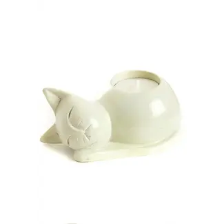 Natural Soapstone Cozy Cat Tea Light Candle Holder