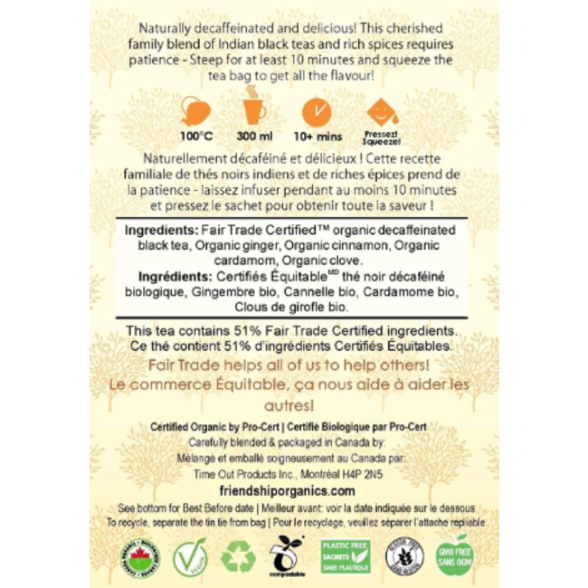 Friendship Organics Decaf Spice Chai Black Tea Twin Pack