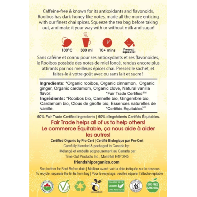 Friendship Organics Rooibos Chai Herbal Tea Twin Pack