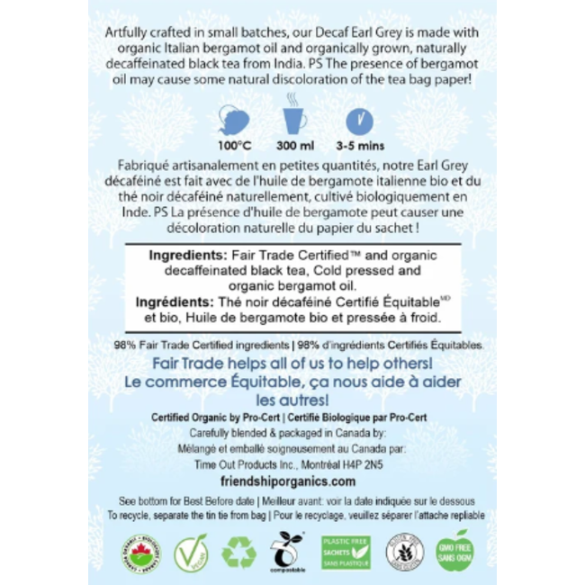 Friendship Organics Earl Grey Decaf Black Tea Twin Pack