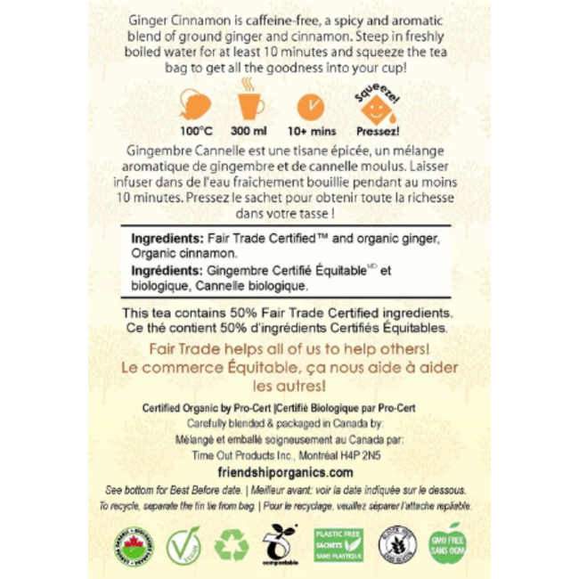 Friendship Organics Ginger & Cinnamon Herbal Tea Tin