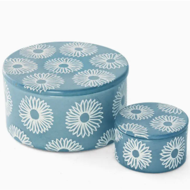 Blue Blossom Soapstone Box