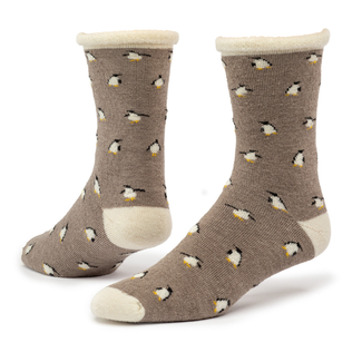 Argentina Wool Snuggle Socks - Penguin Dance/Taupe