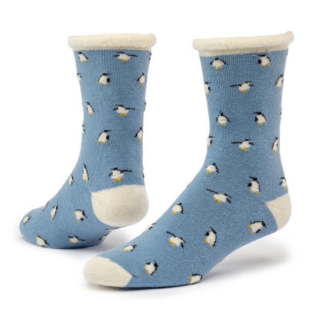 Wool Snuggle Socks - Penguin Dance/Blue