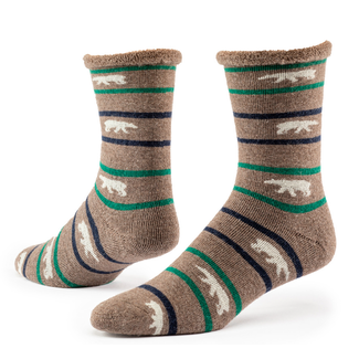 Argentina CLEARANCE Wool Snuggle Socks - Polar Stripe/Taupe