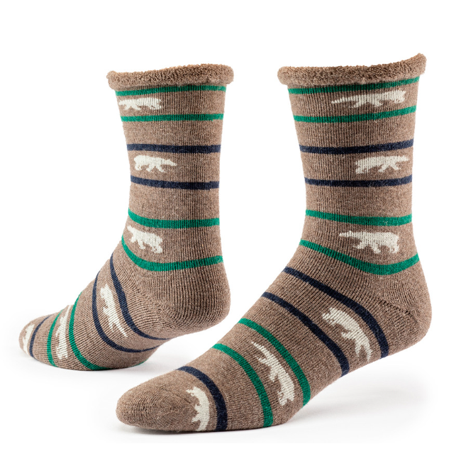 Wool Snuggle Socks - Polar Stripe/Taupe
