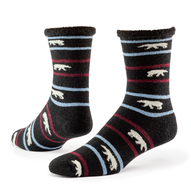 Wool Snuggle Socks - Polar Stripe/Black