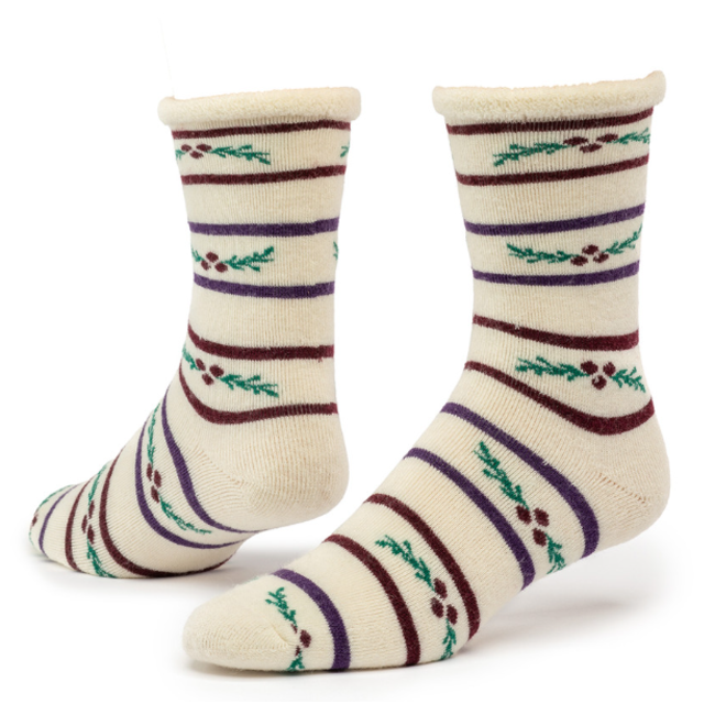 Wool Snuggle Socks - Berry Stripe/Natural