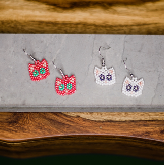 Guatemala Cat Beaded Earrings Guatemala Cat Beaded Earrings