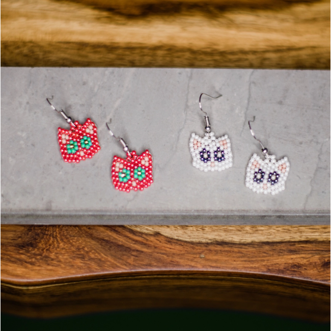 Cat Beaded Earrings