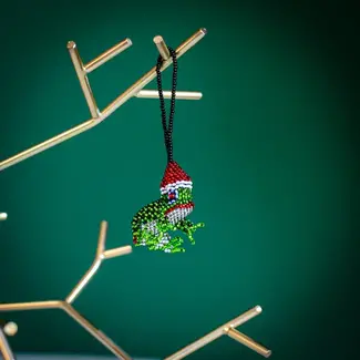 Guatemala Ornament - Beaded Santa Frog