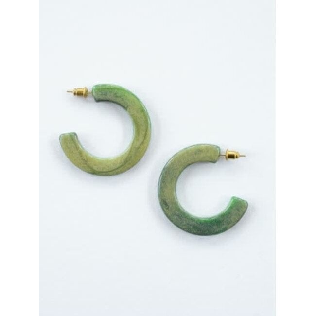 Jade Green Resin Hoop Earrings