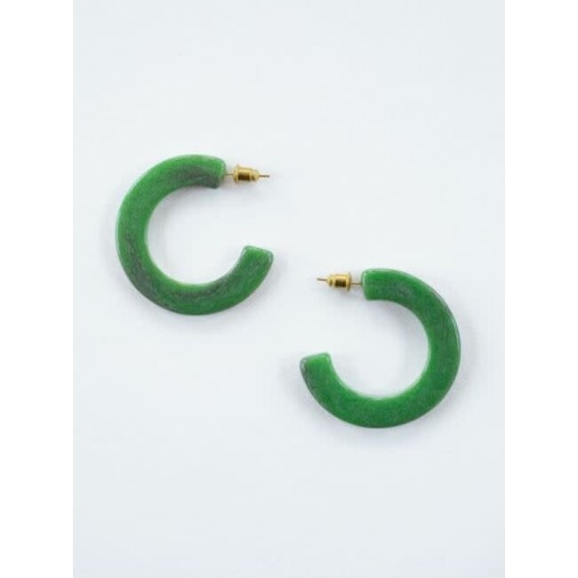 Jade Green Resin Hoop Earrings