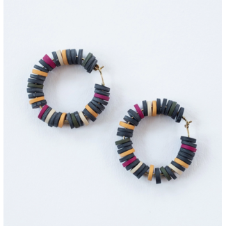 India Heishi Hoop Earrings