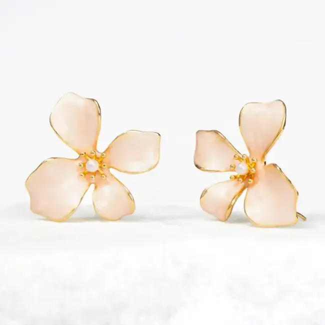 Hope in Bloom Flower Earrings in Misty Rose