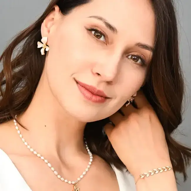 Hope in Bloom Flower Earrings in Misty Rose