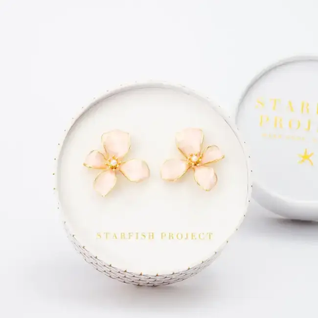 Hope in Bloom Flower Earrings in Misty Rose