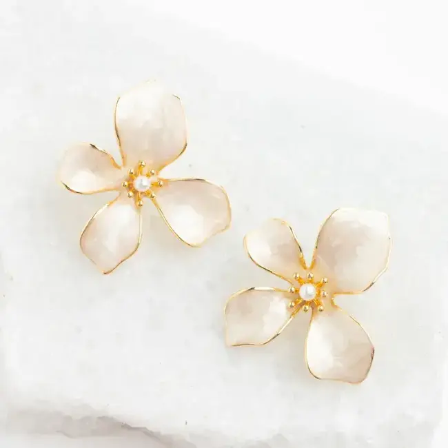 Hope in Bloom Flower Earrings in Tuscan Tan