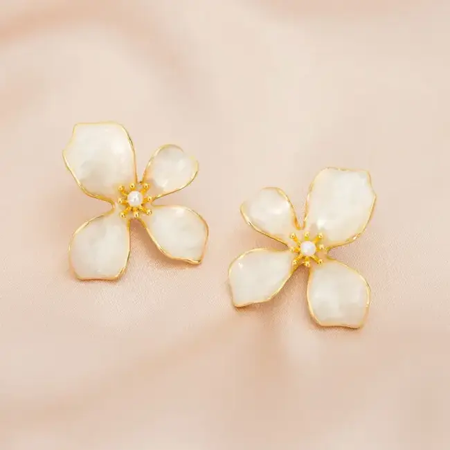 Hope in Bloom Flower Earrings in Tuscan Tan