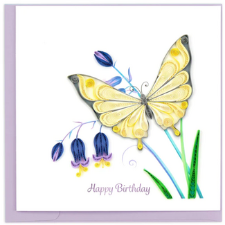 Vietnam Quilling Card - Birthday Butterfly & Bluebells