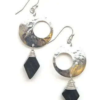 India Jupiter Stone Earrings - Silver