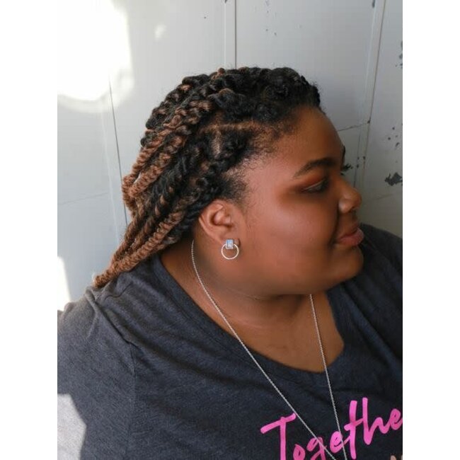 Midnight Loop Studs - Moonstone