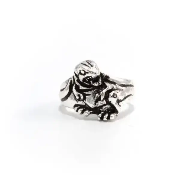 Adjustable Silver-Plated Dino Statement Ring