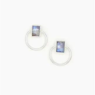 India Midnight Loop Studs - Moonstone