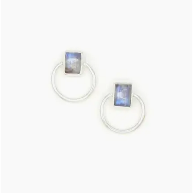 Midnight Loop Studs - Moonstone