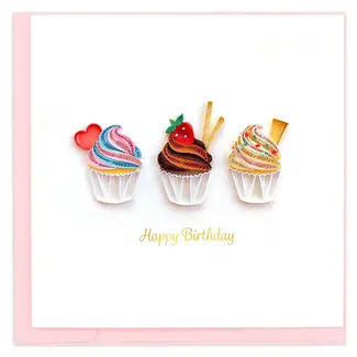 Vietnam Quilling Card - Birthday Cupcake Trio