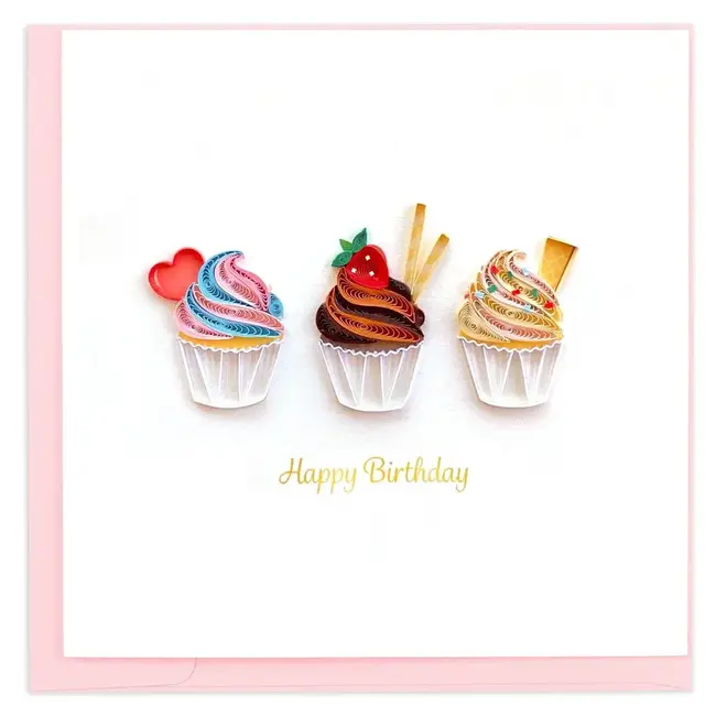 Quilling Card - Birthday Cupcake Trio