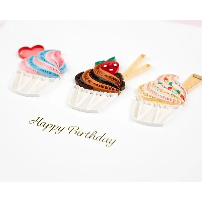 Quilling Card - Birthday Cupcake Trio