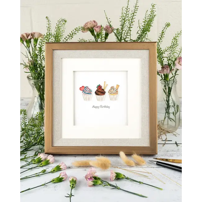 Quilling Card - Birthday Cupcake Trio