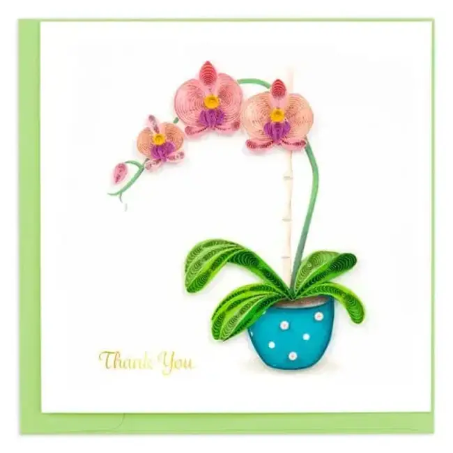 Quilling Card - Thank You Potted Orchid