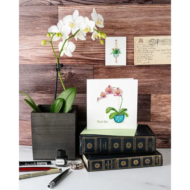 Quilling Card - Thank You Potted Orchid