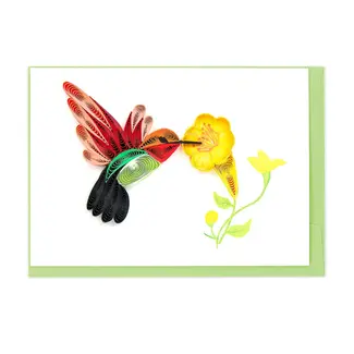 Vietnam Mini Quilling Card - Hummingbird & Yellow Flowers