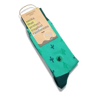 India Conscious Step Crew Socks That Protect Tropical Rainforests - Green Cacti