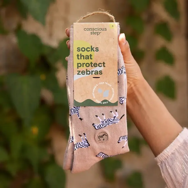 Conscious Step Crew Socks that Protect Zebras