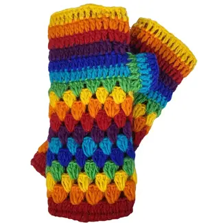 Nepal Crochet Hand Warmers - Rainbow